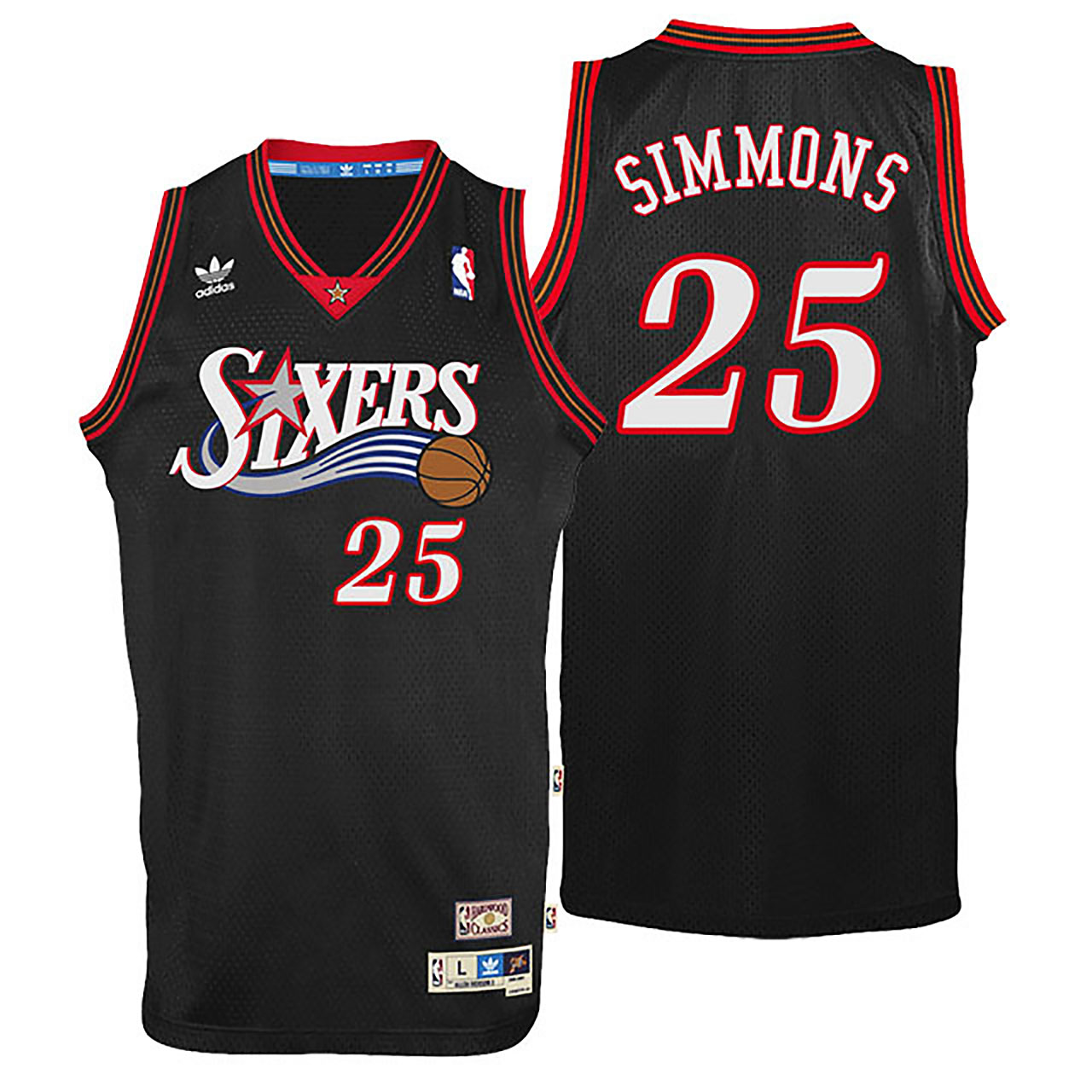 Male Philadelphia 76ers #25 Ben Simmons Throwback Swingman Black Jersey