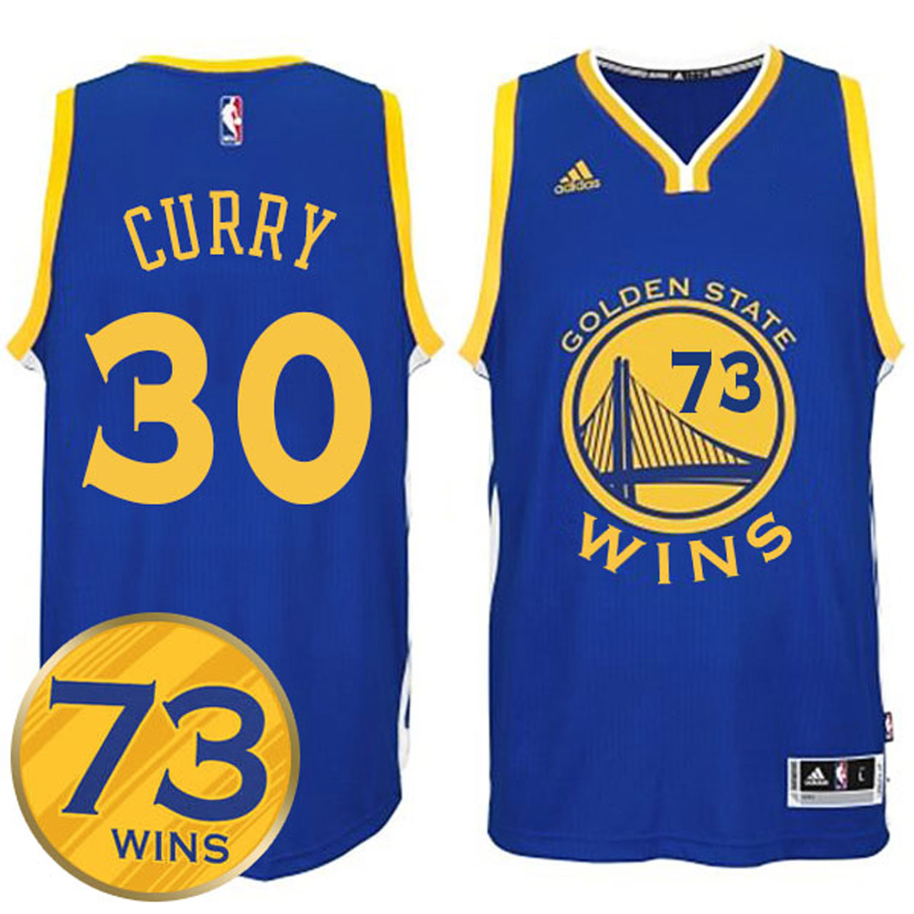 Male Stephen Curry Golden State Warriors #30 Record Breaking Season Exclusive 73 Wins Royal Swingman Jersey