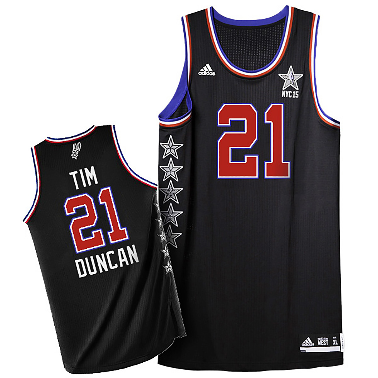 Male Tim Duncan 2015 NBA NYC All-Star Western Conference #21 Black Jersey