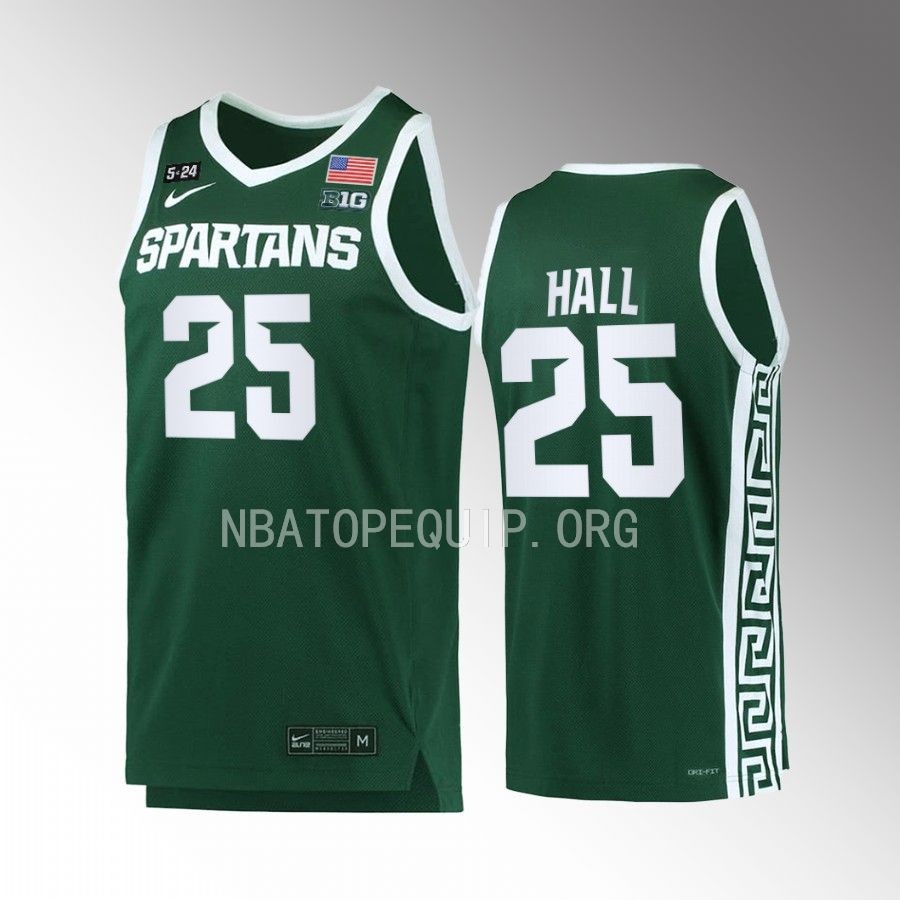 Malik Hall Michigan State Spartans Green Jersey 2022-23   5.24 Honor Patch