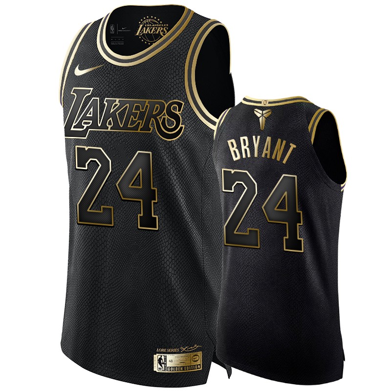 Mamba Bless U #24 Kobe Bryant Los Angeles Lakers Black Gold The Black Mamba Jersey
