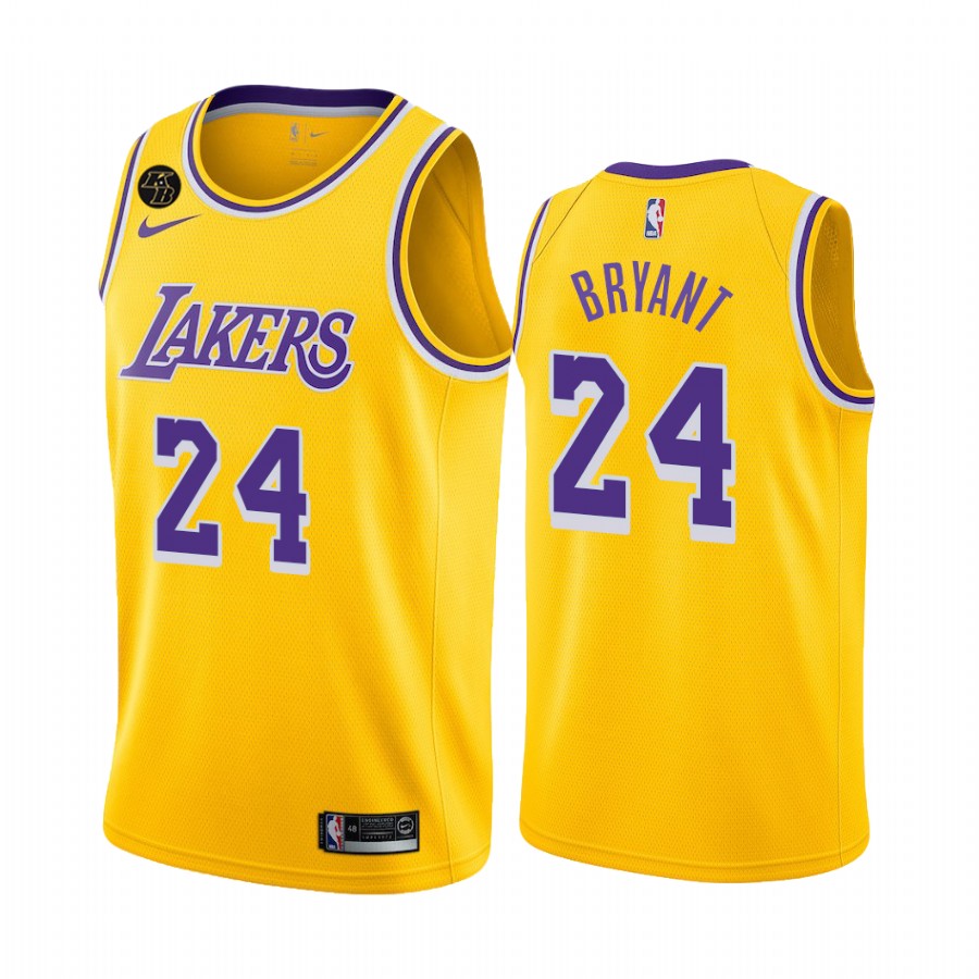 Mamba Bless U Forever Kobe Bryant Lakers Yellow Icon #24 Jersey