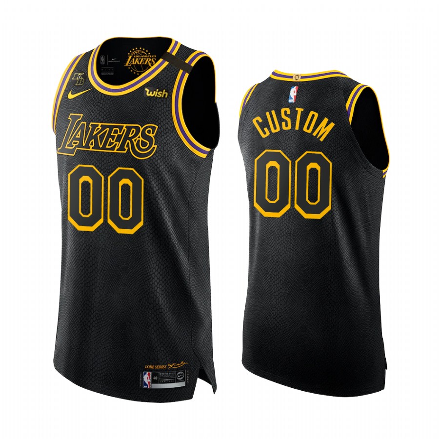 Mamba Forever Custom Los Angeles Lakers Black Mamba Golden #00 Jersey