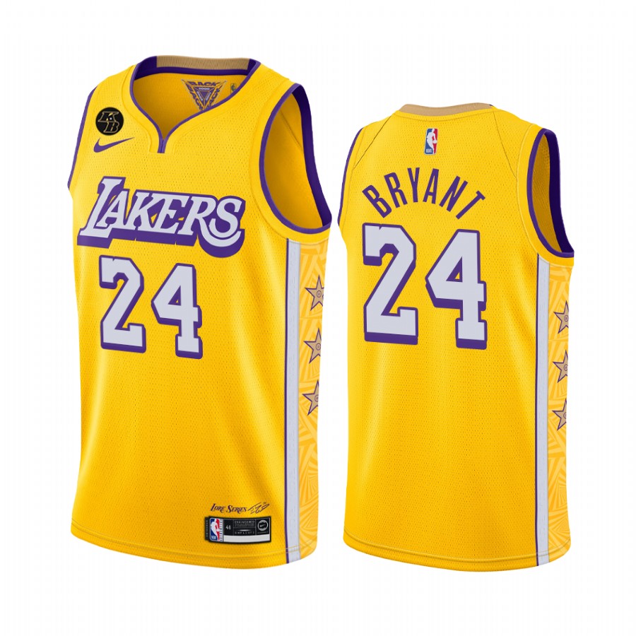 Mamba Forever Kobe Bryant Los Angeles Lakers Yellow City #24 Jersey