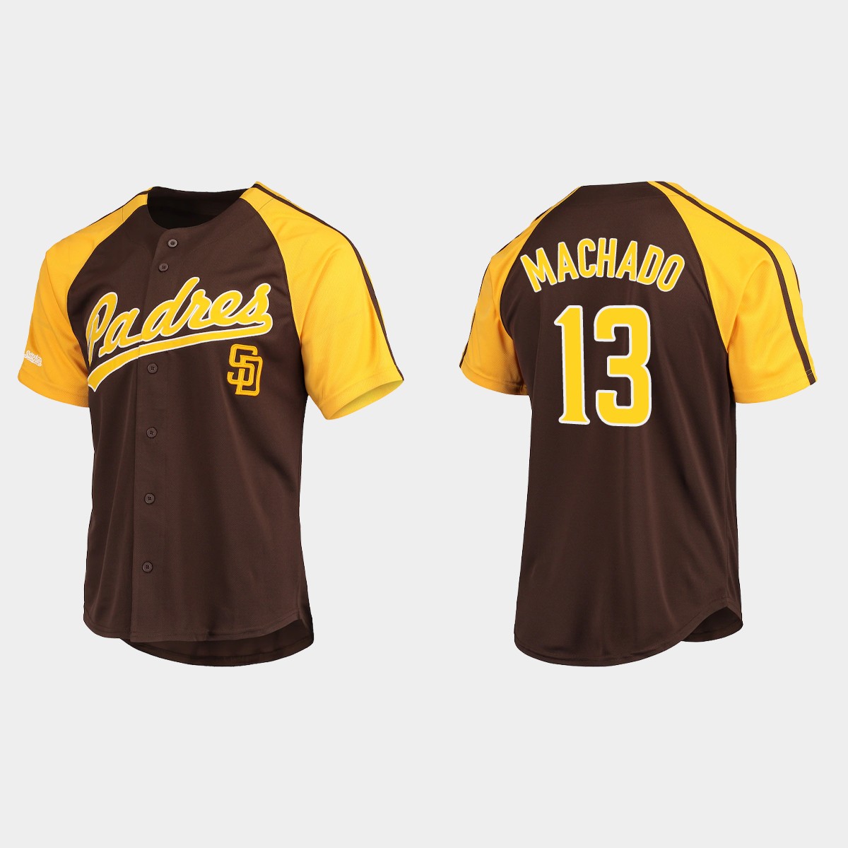 Manny Machado San Diego Padres Button-Down Raglan Jersey - Brown