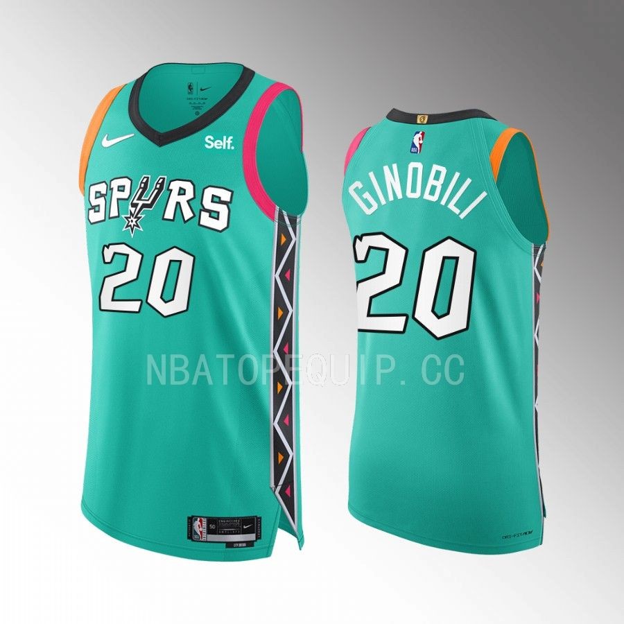 Manu Ginobili 2022-23 San Antonio Spurs #20 City Edition Jersey Teal