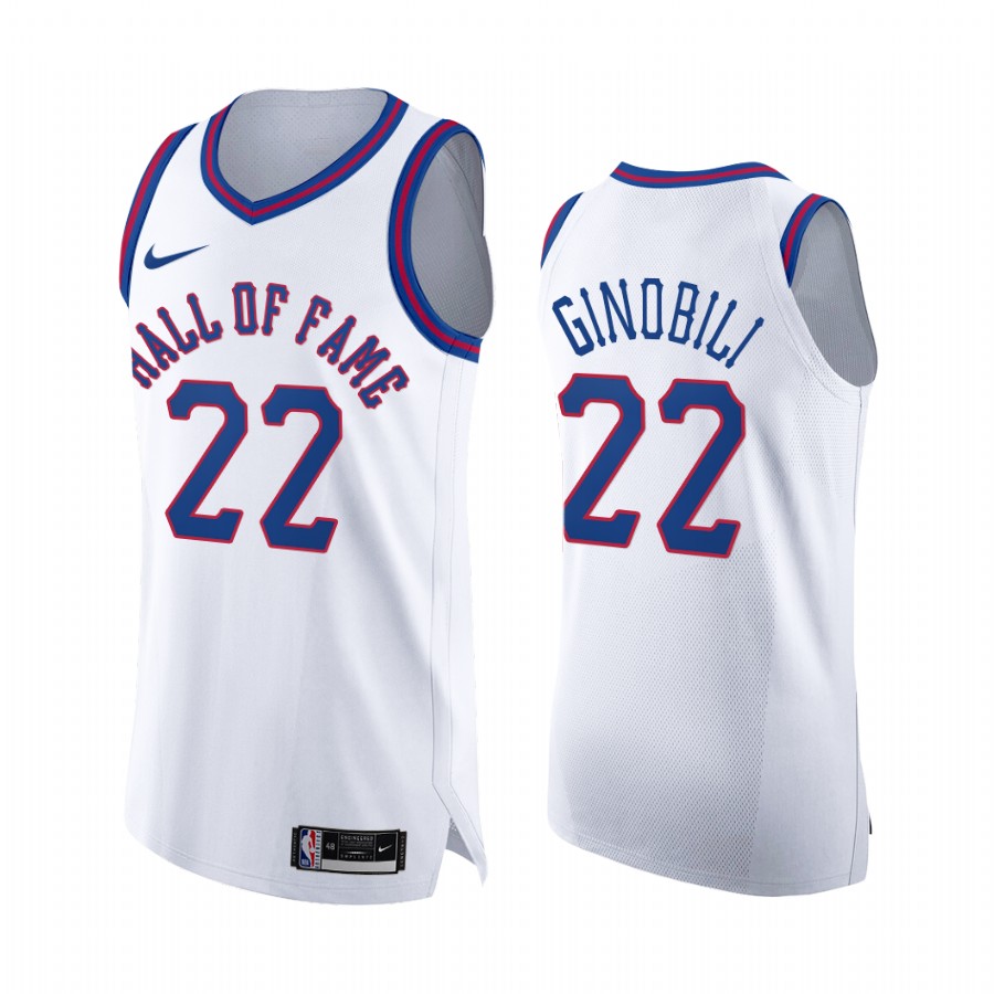 Manu Ginobili Naismith Memorial Hall of Fame 2022 Class San Antonio Spurs White Jersey #20