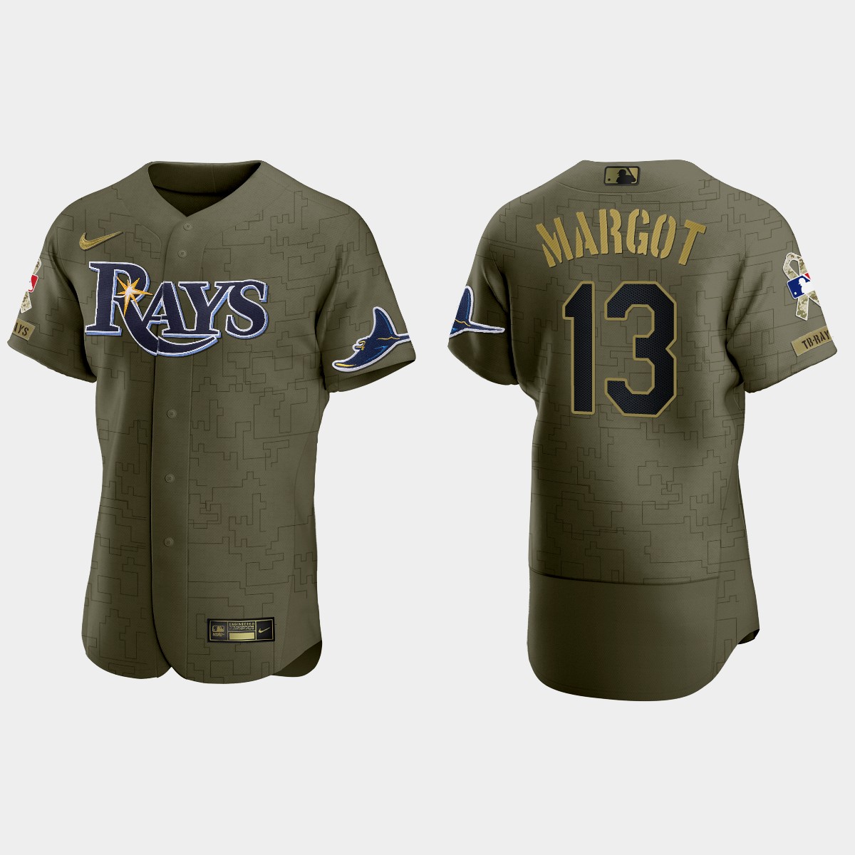 Manuel Margot Tampa Bay Rays 2021 Salute to Service Digital Camo Jersey - Green