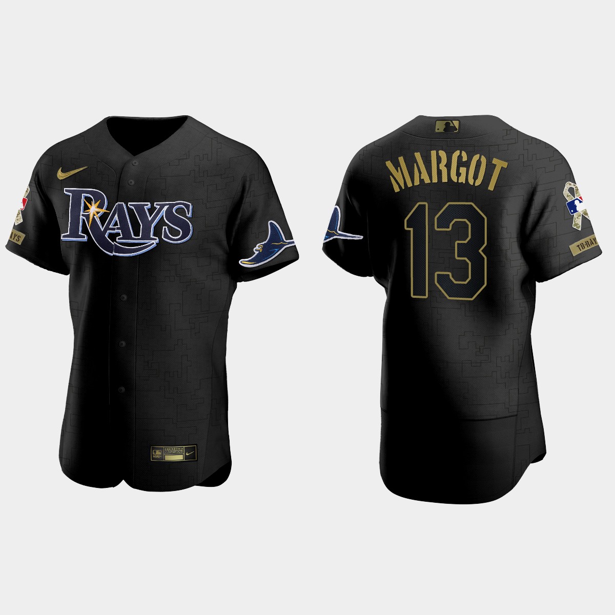 Manuel Margot Tampa Bay Rays 2021 Salute to Service Jersey - All Black