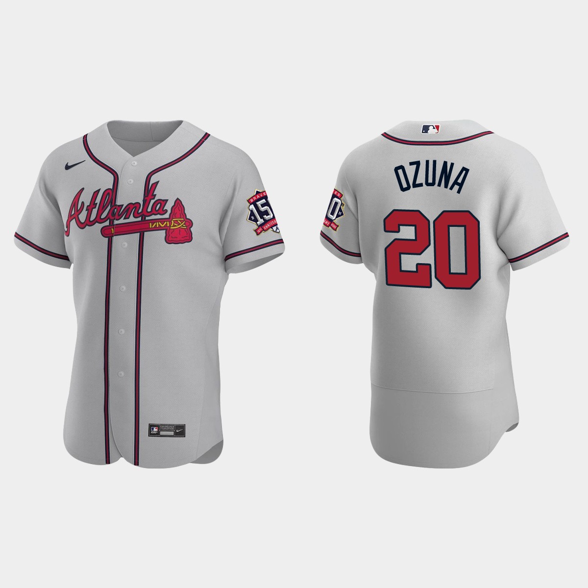 Marcell Ozuna Atlanta Braves 150th Anniversary World Series Jersey - Gray