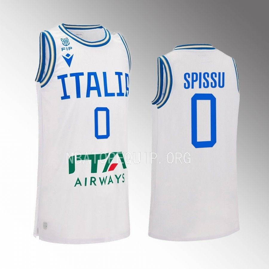 Marco Spissu Italy Team #0 White Jersey 2023 Away