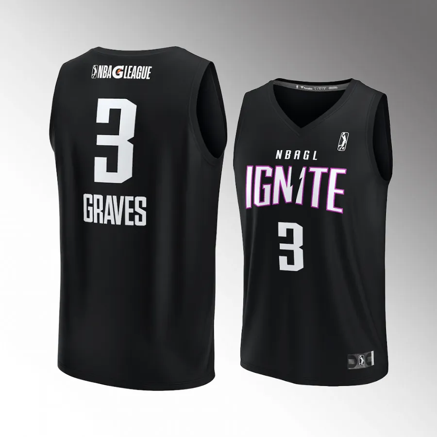 Marcus Graves #3 NBA G League Ignite Fast Break Black Jersey  Player