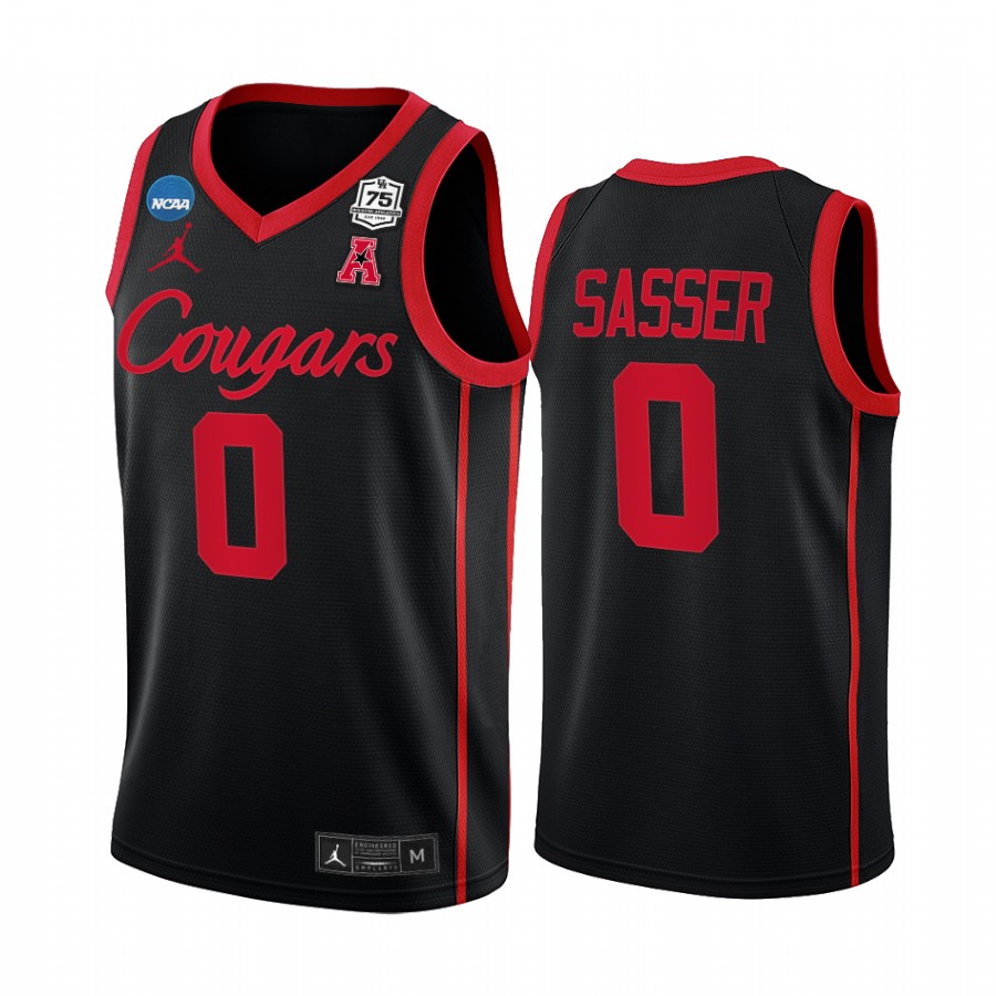 Marcus Sasser Houston Cougars Black Jersey 2022 NCAA March Madness 75th
