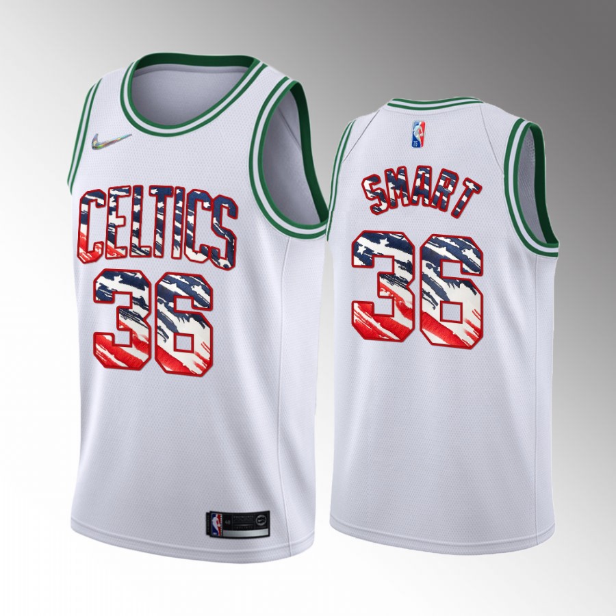 Marcus Smart 2022 Independence Day Boston Celtics #36 White Jersey America