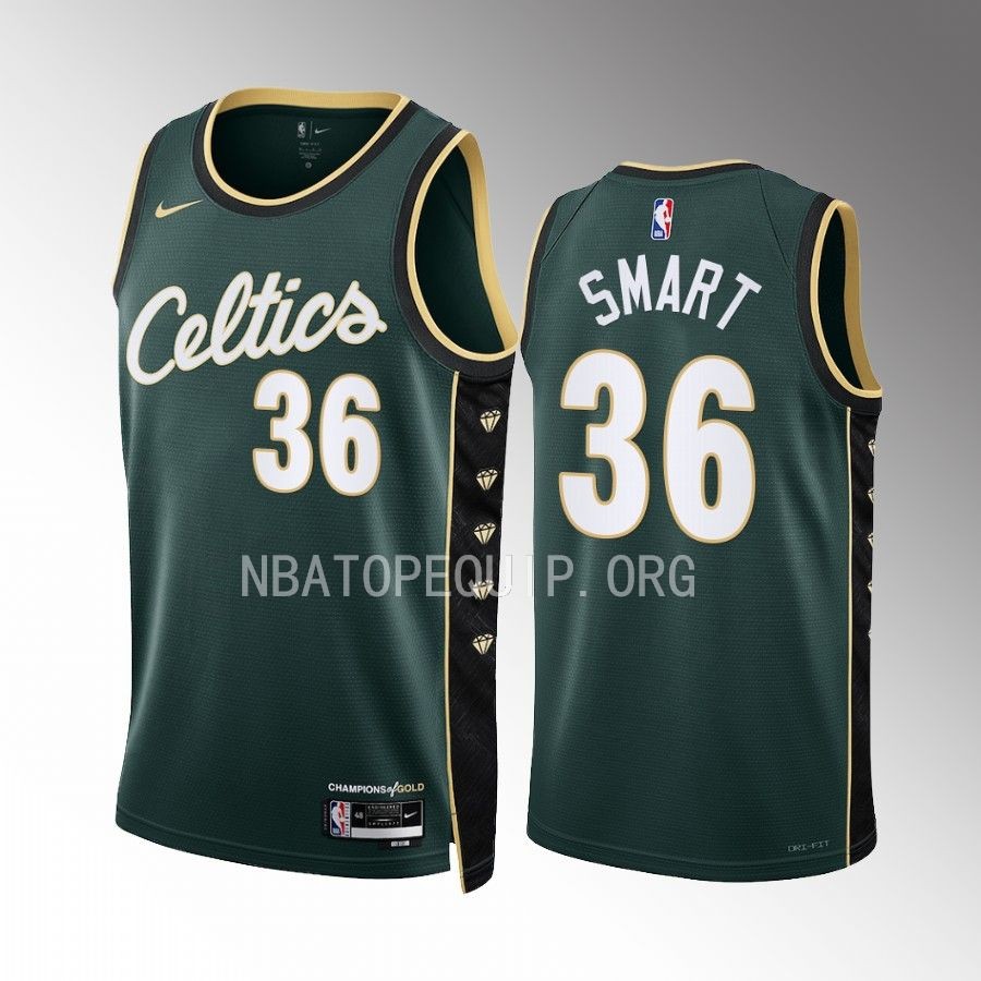 Marcus Smart Boston Celtics 2022-23 City Edition Green #36 Jersey Honor Bill Russell 11 Gold diamonds