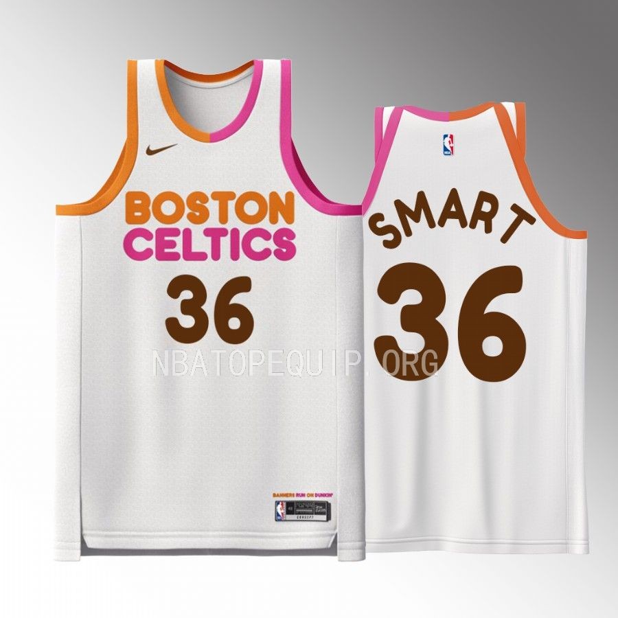 Marcus Smart Dunkin Donuts Boston Celtics #36 White Jersey Special