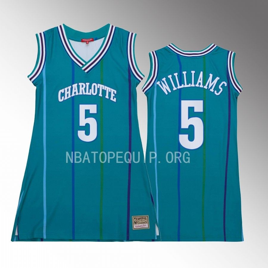 Mark Williams Charlotte Hornets #5 Hardwood Classics Jersey Teal Women