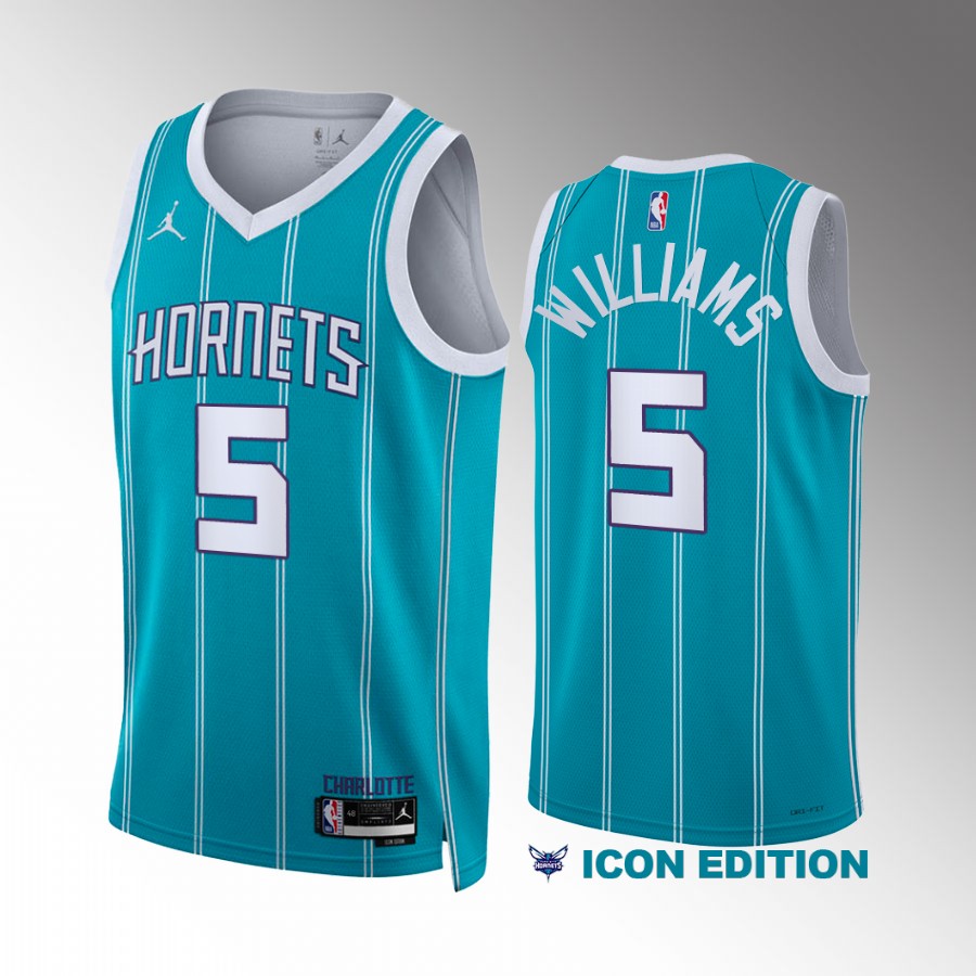 Mark Williams Charlotte Hornets #5 Teal Jersey 2022-23 Icon Edition Swingman