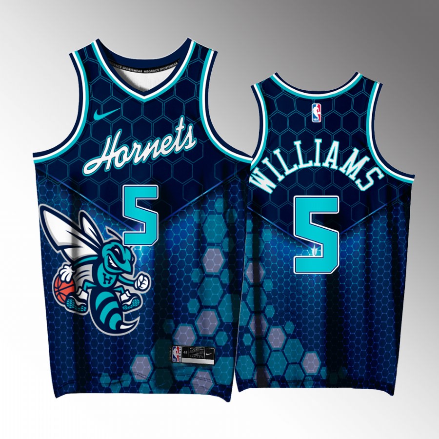 Mark Williams Charlotte Hornets Blue #5 Jersey Buzz City Special Edition