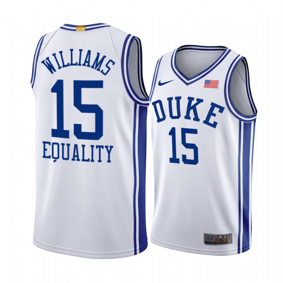 Mark Williams Duke Blue Devils White Equality BLM Social justice 2020-21 Jersey