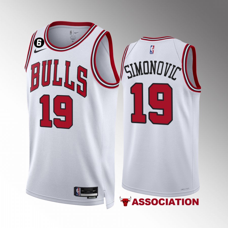 Marko Simonovic Chicago Bulls #19 White Jersey 2022-23 Association Edition NO.6 Patch
