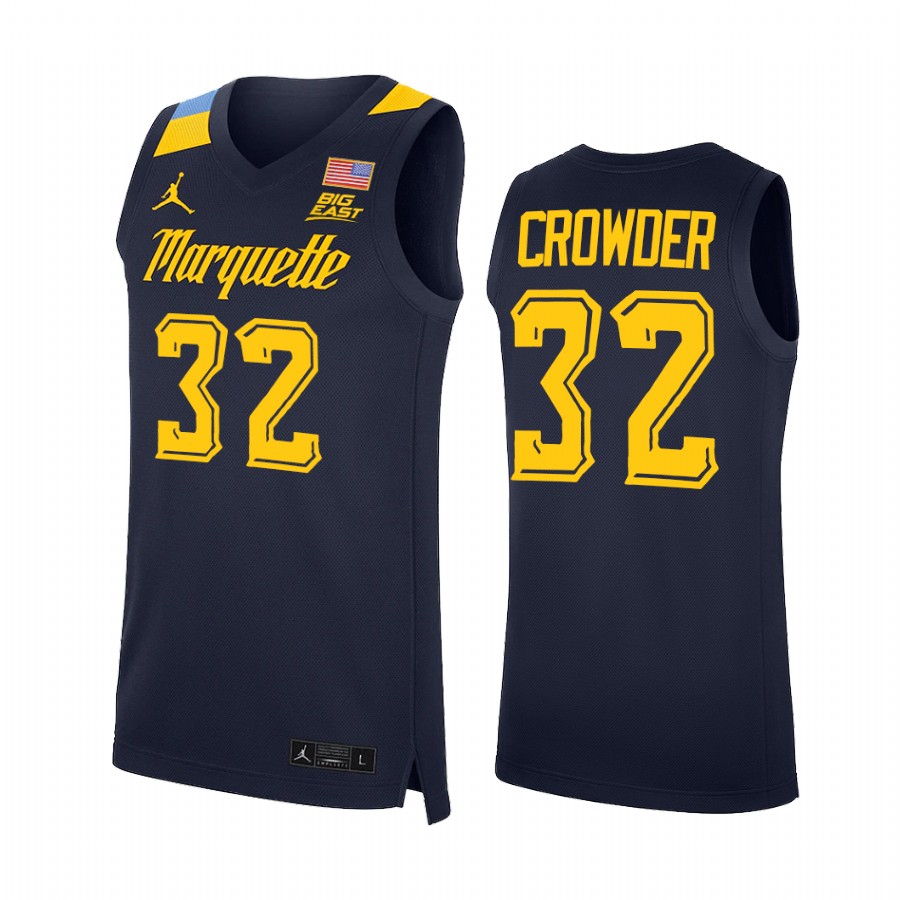 Marquette Golden Eagles Jae Crowder Jersey College  Blue NBA Alumni Uniform