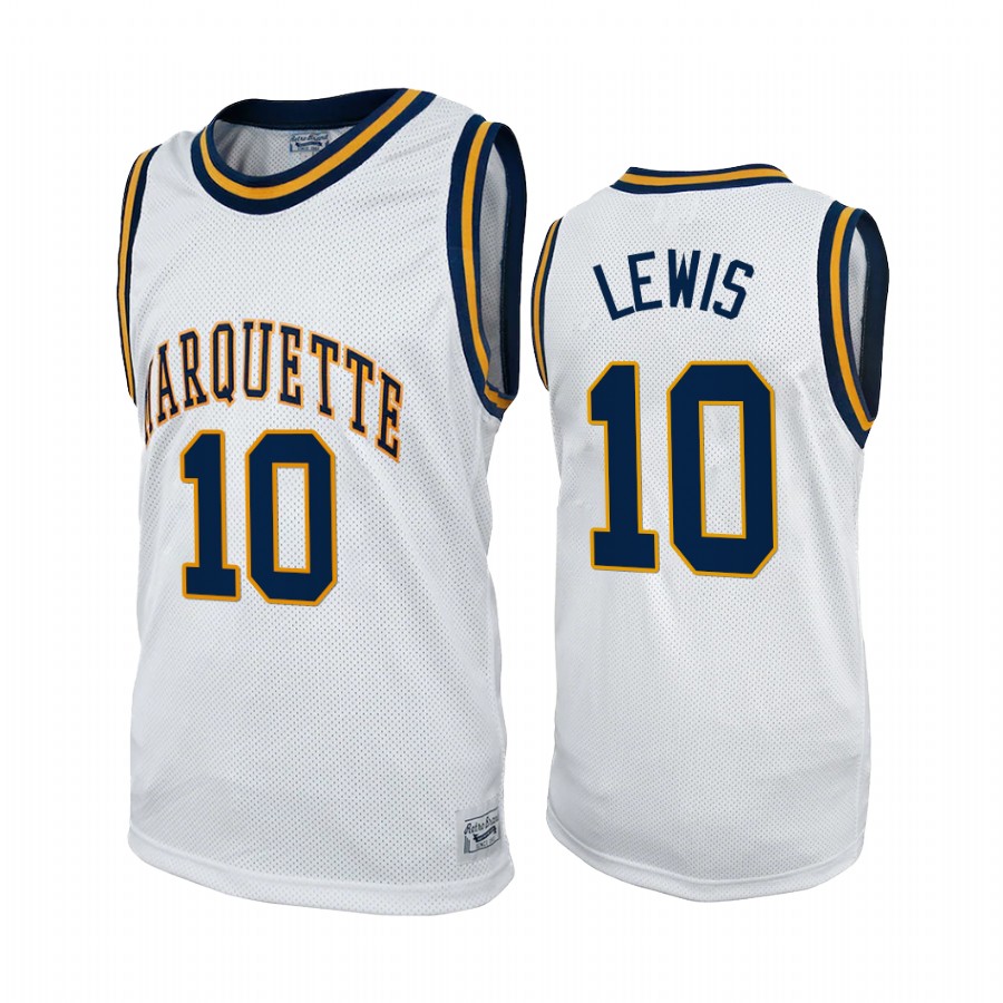 Marquette Golden Eagles Justin Lewis Jersey 2022 Commemorative Classic White College  Uniform
