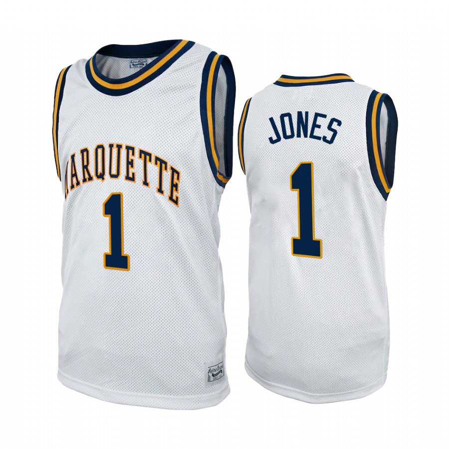 Marquette Golden Eagles Kam Jones Jersey 2022 Commemorative Classic White College  Uniform