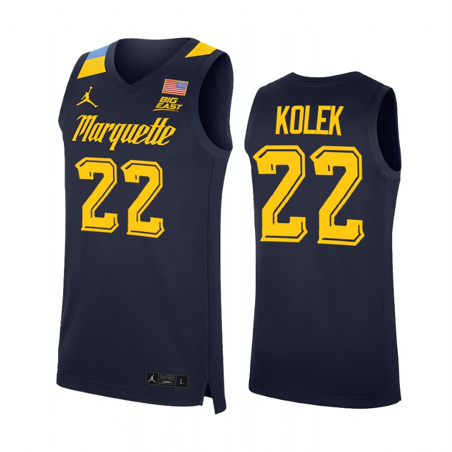 Marquette Golden Eagles Tyler Kolek Jersey 2022 College  Blue Uniform