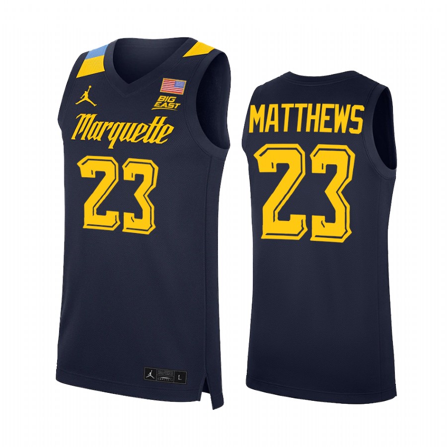 Marquette Golden Eagles Wesley Matthews Jersey College  Blue NBA Alumni Uniform