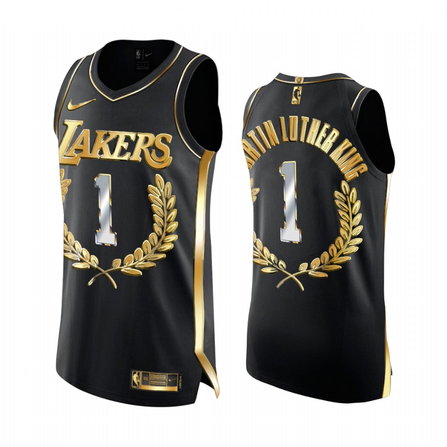 Martin Luther King MLK Day Lakers #1 Jersey Black Golden Special Commemoration