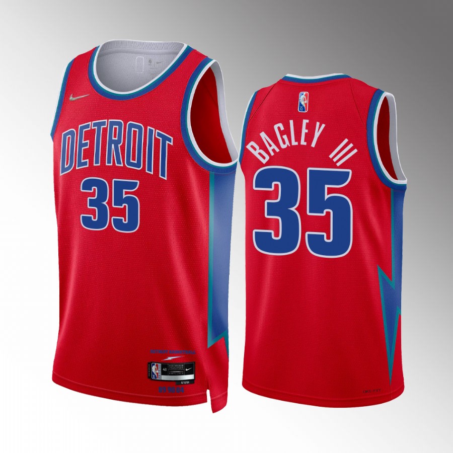 Marvin Bagley III Detroit Pistons Red City Edition #35 Jersey 2022 Trade