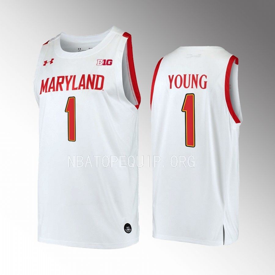 Maryland Terrapins Jahmir Young Jersey 2022-23 Home  White  Uniform