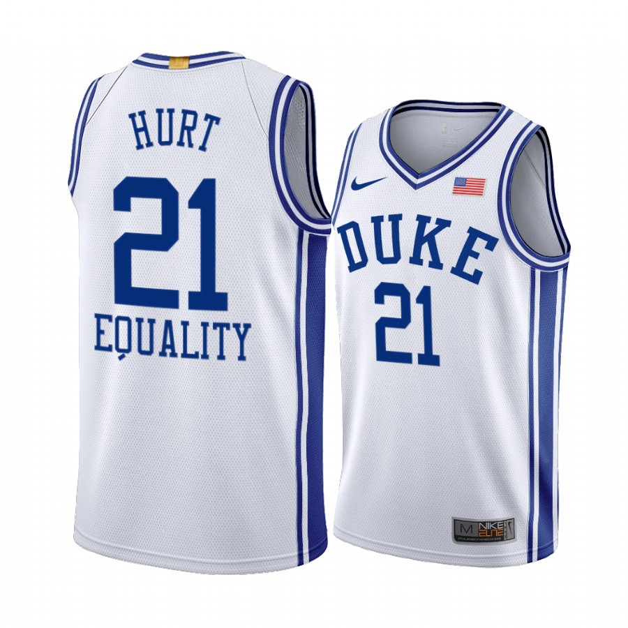Matthew Hurt Duke Blue Devils White Equality BLM Social justice 2020-21 Jersey
