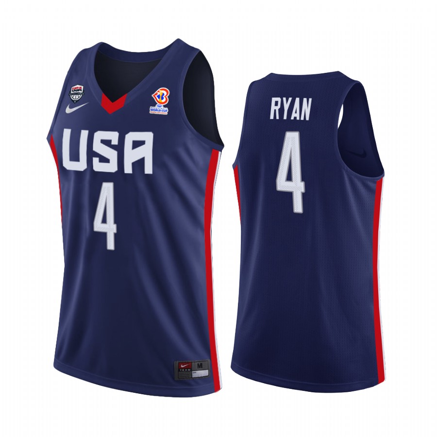 Matthew Ryan #4 USA  2023 FIBA World Cup Qualifiers Navy Jersey Away