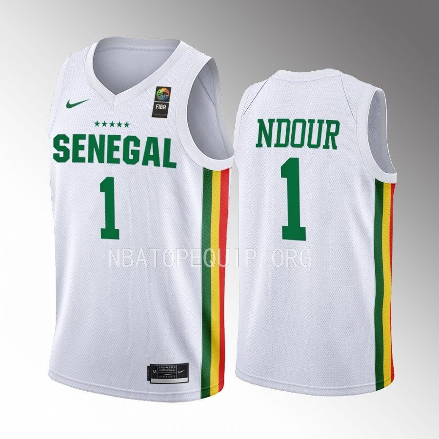 Maurice Ndour Senegal FIBA  World Cup White Jersey Home #1