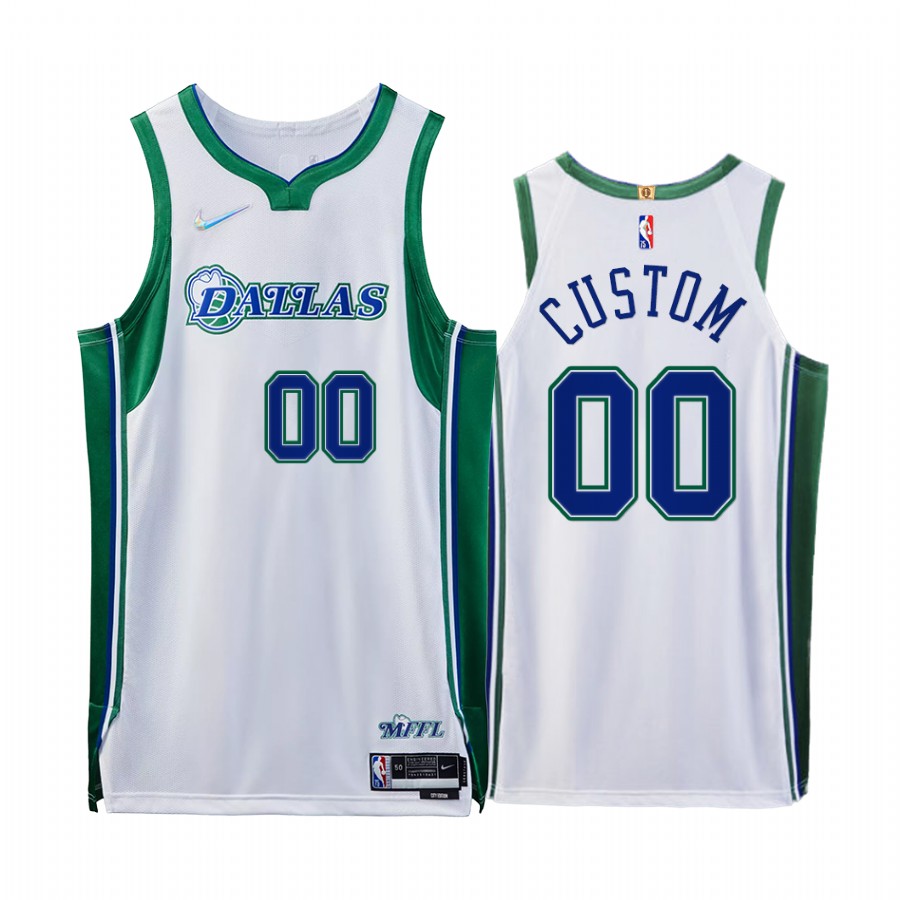 Mavericks #00 Custom White Jersey NBA 75th City Edition 2021-22