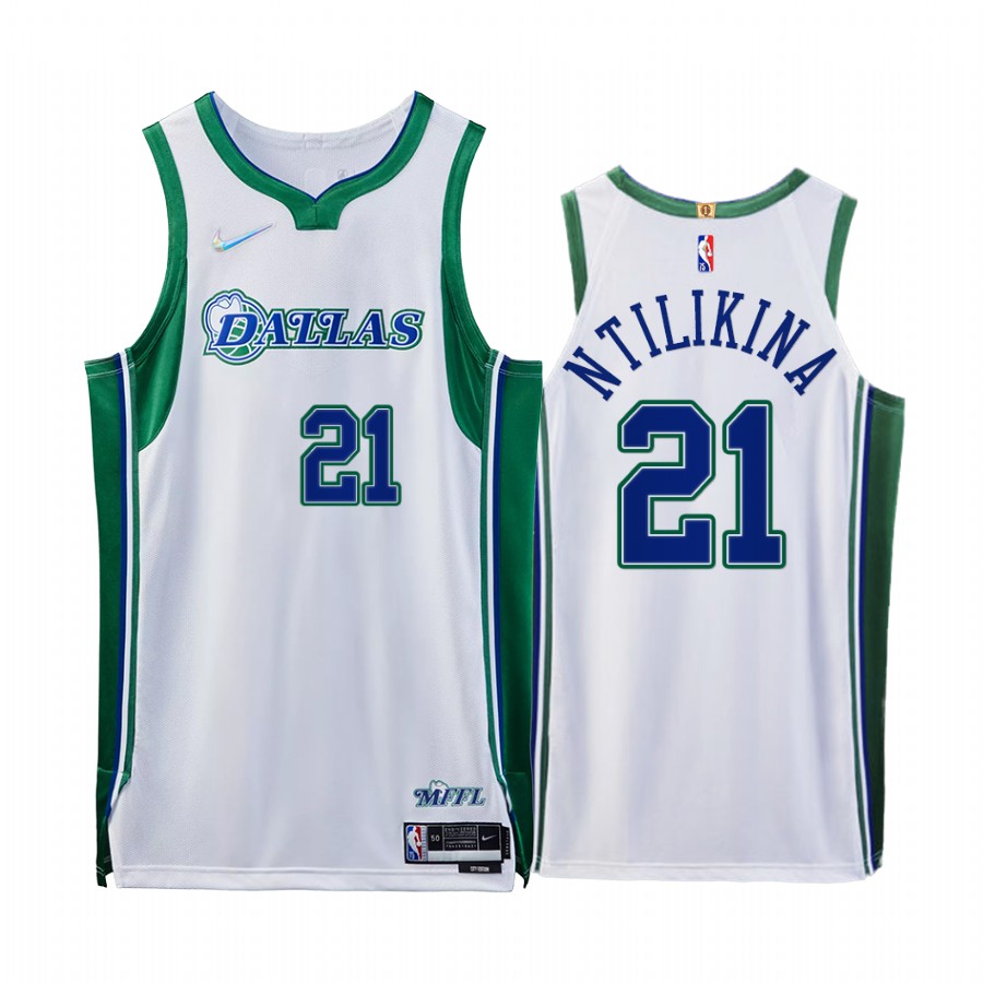 Mavericks #21 Frank Ntilikina White Jersey NBA 75th City Edition 2021-22