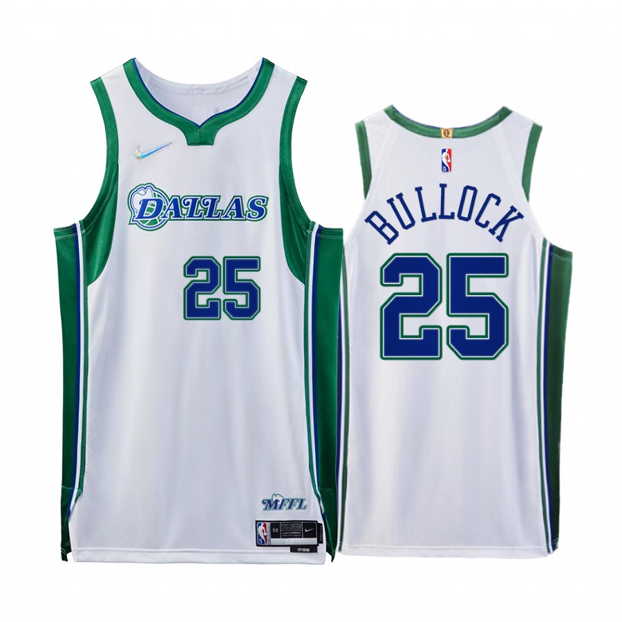 Mavericks #25 Reggie Bullock White Jersey NBA 75th City Edition 2021-22