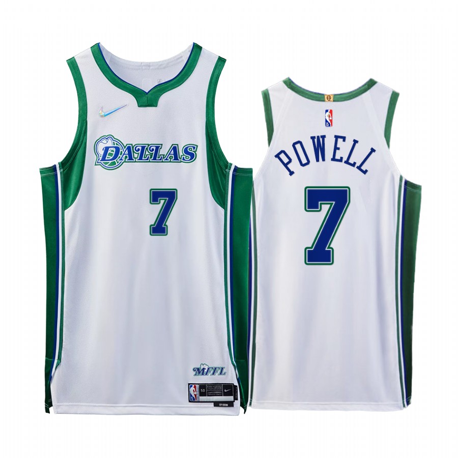Mavericks #7 Dwight Powell White Jersey NBA 75th City Edition 2021-22