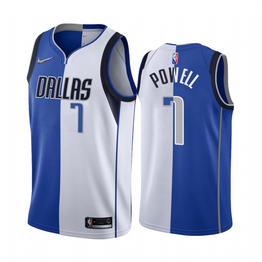 Mavericks Dwight Powell 2022 Split Edition White Jersey 75th Diamond Badge