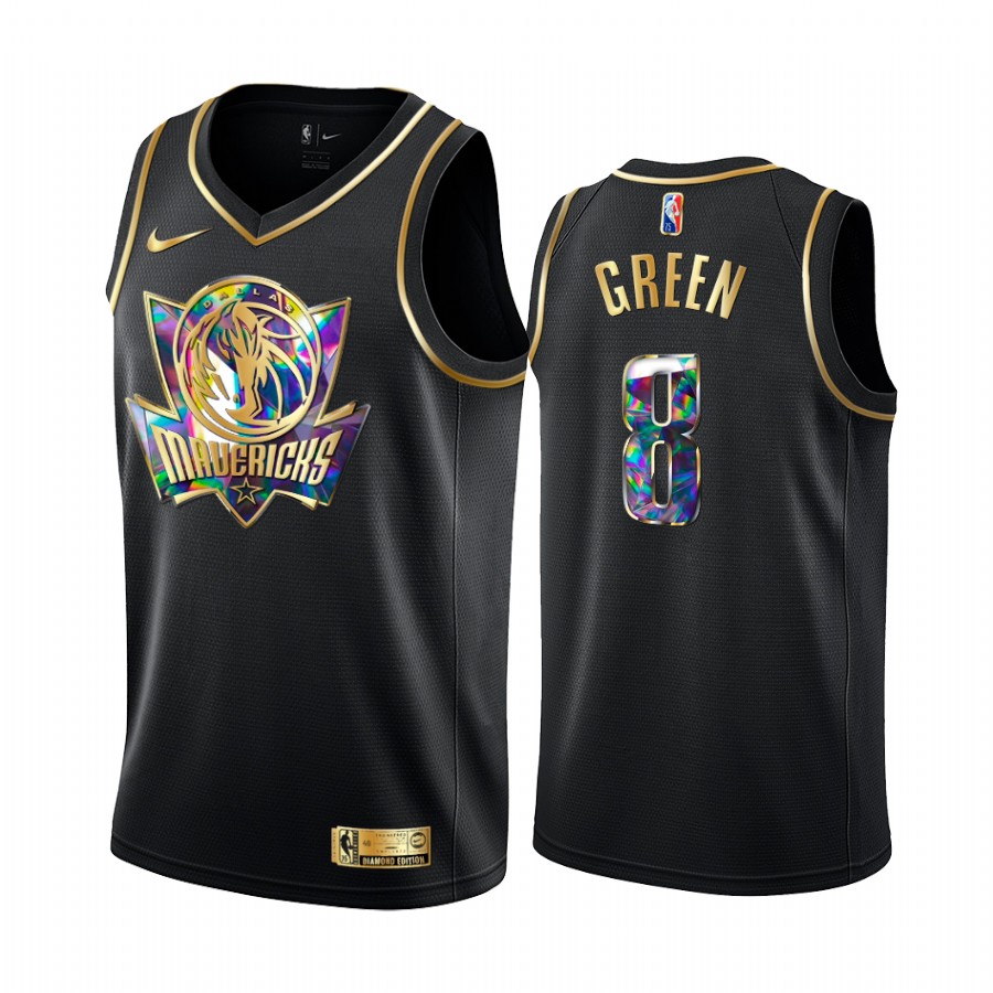 Mavericks Josh Green Diamond Logo Black 2021-22 Jersey NBA 75th Season