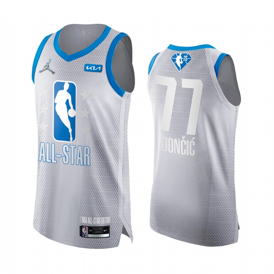 Mavericks Luka Doncic 2022 All-Star Jersey Grey Blue NBA 75th Uniform