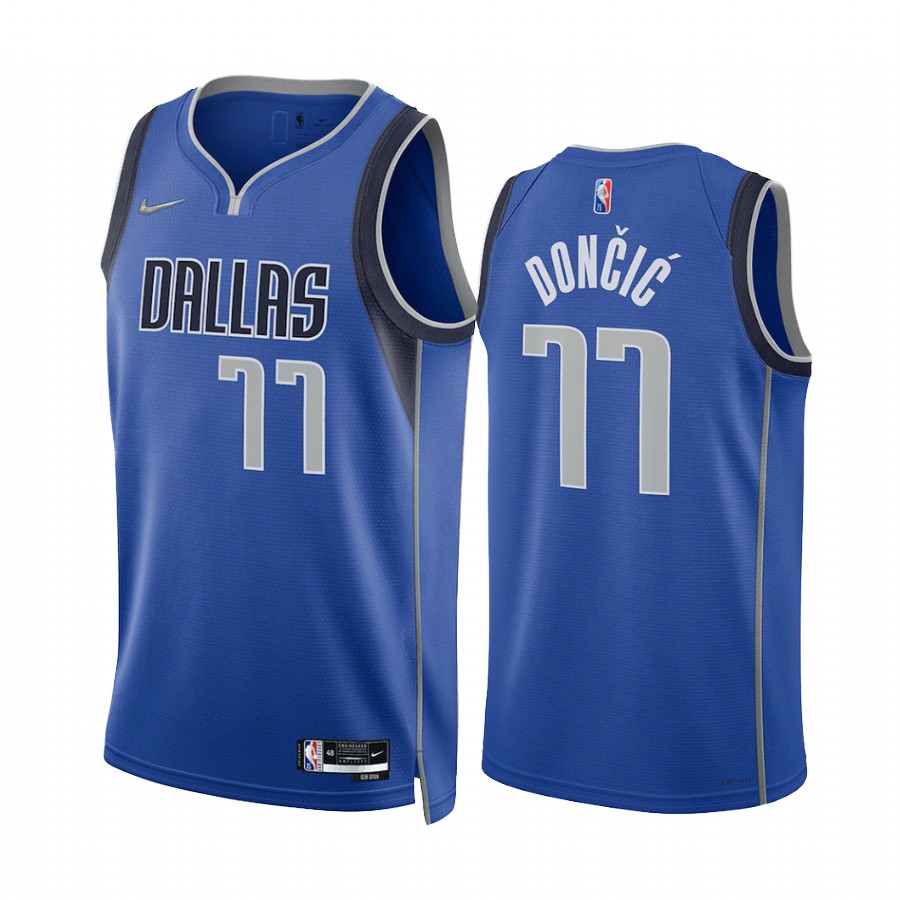 Mavericks Luka Doncic 75th Diamond Anniversary Blue #77 Jersey 2021-22