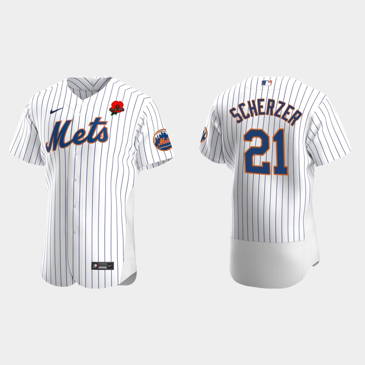 Max Scherzer New York Mets 2022 Memorial Day Poppy Patch Jersey - White