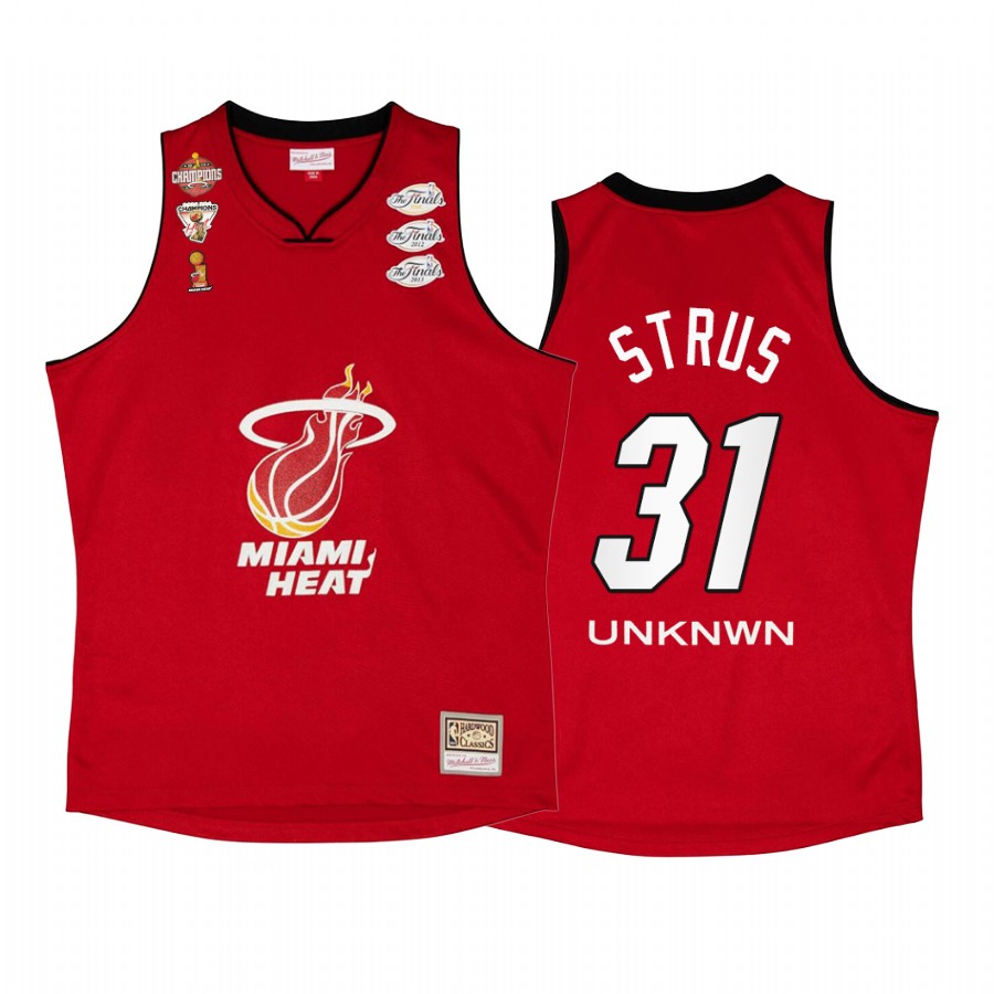 Max Strus #31 Miami Heat My Towns Unknwu Red NBA Finals Champs Jersey