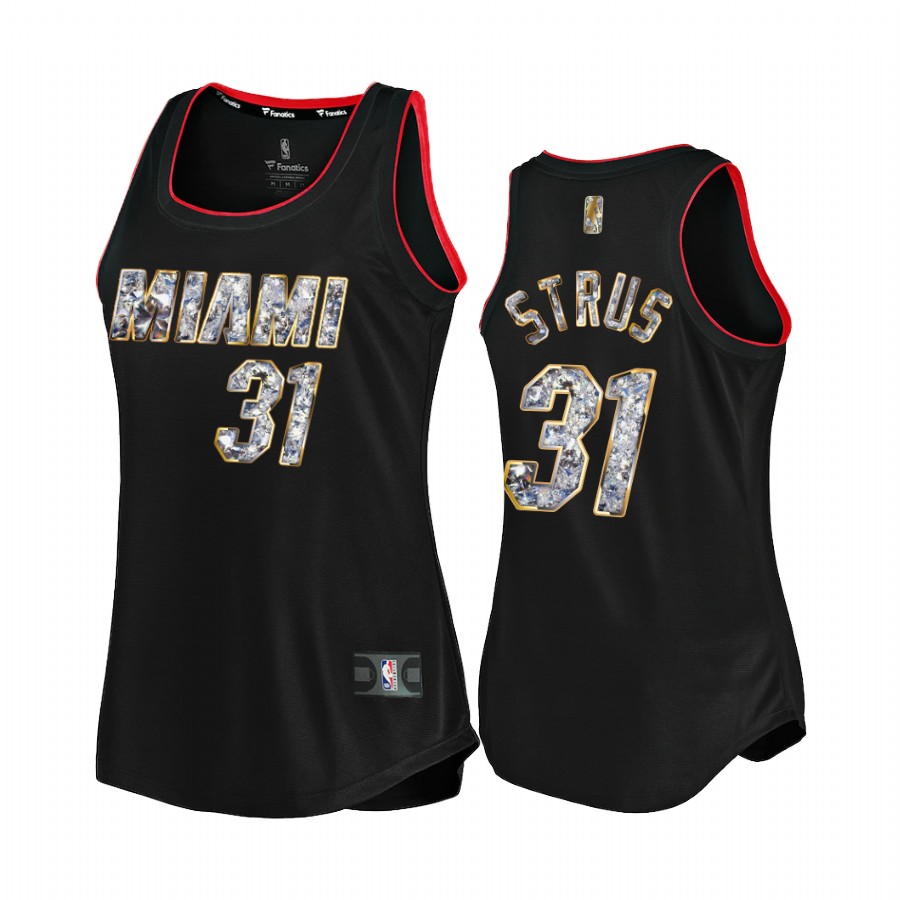 Max Strus Miami Heat #31 Black NBA 75th Diamond Badge Women Jersey