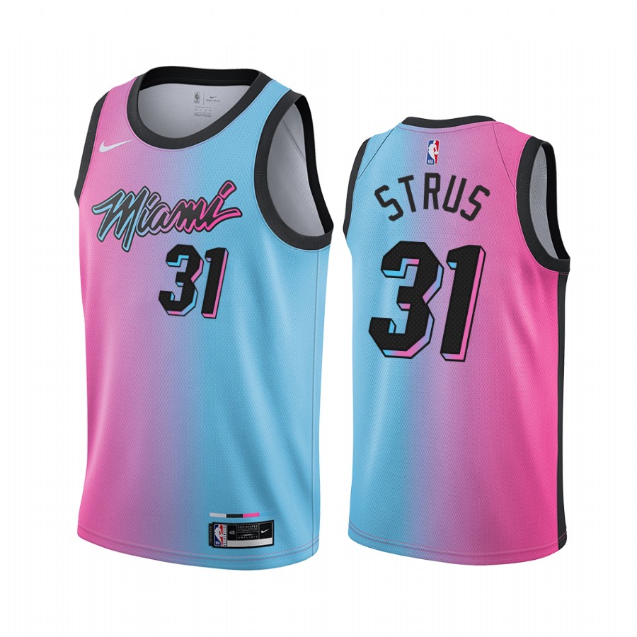 Max Strus Miami Heat 2020-21 Blue Pink Rainbow City Jersey 2020 Trade