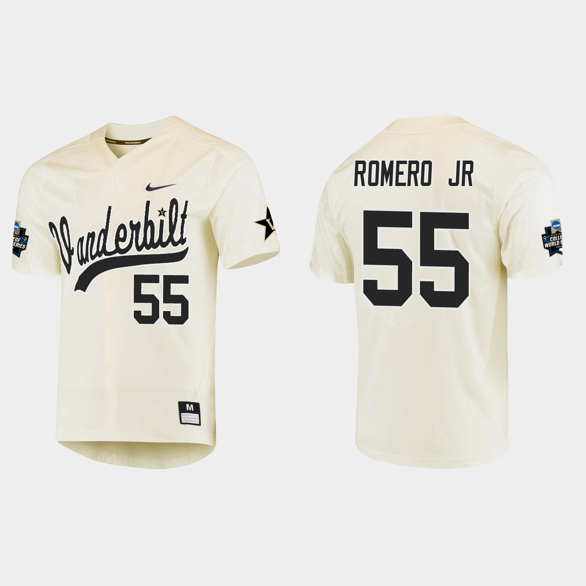 Maxwell Romero Jr. Vanderbilt Commodores College World Series  Jersey - Cream