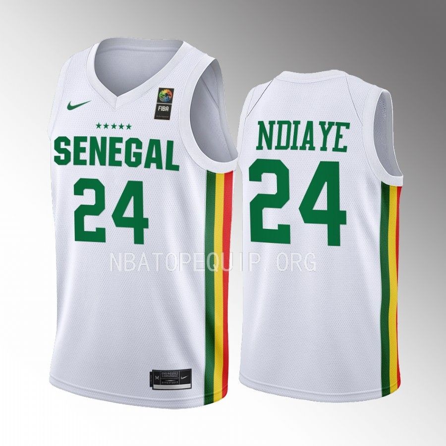 Mbaye Ndiaye Senegal FIBA  World Cup White Jersey Home #24